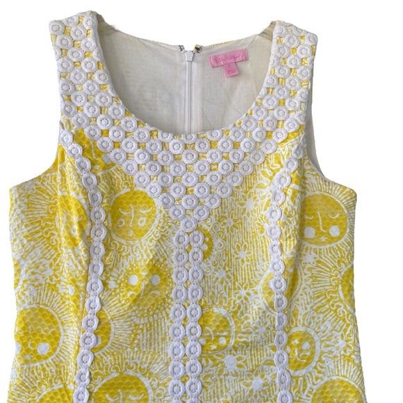 Lilly Pulitzer Sunglow Summer Sunshine Yellow White Shift Dress Size 4 - Picture 4 of 5